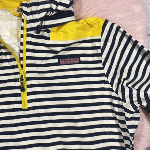 Vineyard Vines Navy Striped Sailor Hooded Rain Quarter Sleeve Jacket - Picture 4 of 11